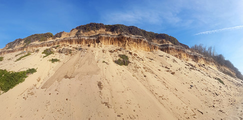 Erosion of a coastal section and loss of vegetation due to storms