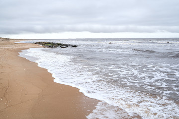 Stormy day at the beach of Angelholm, Sweden.