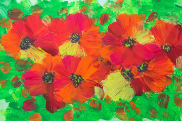 paint painting flowers texture, painting bright flowers, floral still life. Oil painting. Acrylic painting.