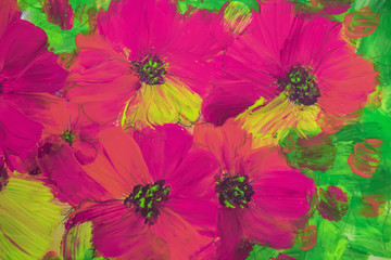paint painting flowers texture, painting bright flowers, floral still life. Oil painting. Acrylic painting.