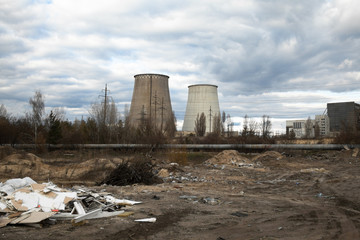 Cooling towers of the industrial plant