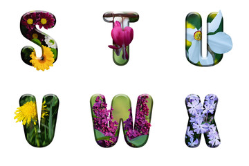 Floral embossed letters s t u v w x