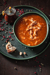 Yummy tripe soup made of beef and vegetables