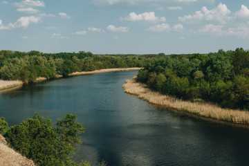 Sunny summer landscape with river