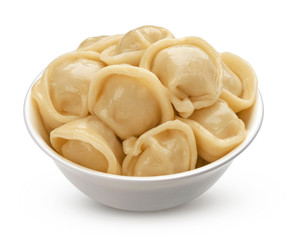 Meat dumplings, pelmeni isolated on white background