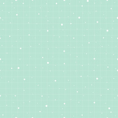 Winter seamless pattern The sky with a snow-white dot on the blue background and a square grid as a wallpaper. New year backdrop Design used for fabric, textile, publication, vector illustration