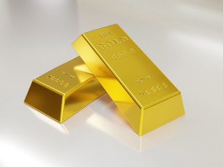3D Rendering, Gold bars on white background for financial and investment concept.
