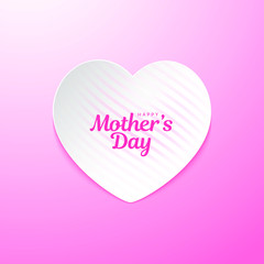 Fresh sugar pink design of Happy Mothers day greetings card. Happy Mothers day card with heart shape on line pattern.