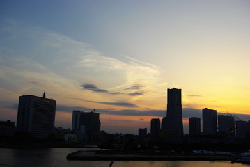 City View  Summer Yokohama at sunset