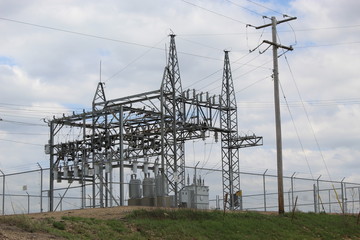Electrical relay station high voltage with high wire fence