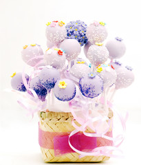 Bucket of cakepop, light purple color 