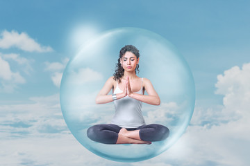 Young woman doing yoga meditation