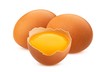 Chicken eggs isolated on white background with clipping path