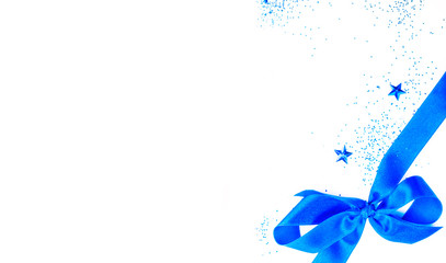 blue bow with glitters and stars