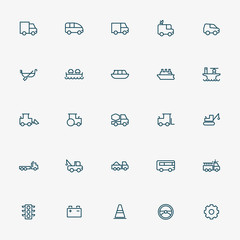 5x5 transportation line icons