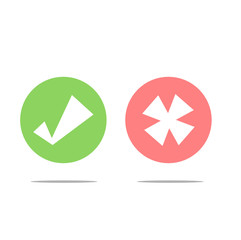 Thin line check mark icons. Green tick and red cross checkmarks flat line icons set. Vector illustration on white background