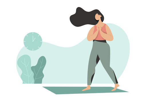 The cartoon drawings of women exercising at home are vector images or illustrations that can be used for various designs and media.