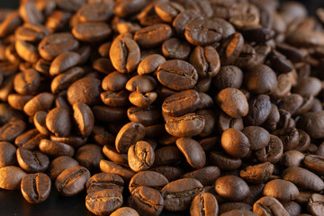 golden roasted coffee beans background