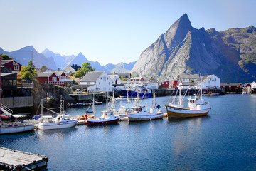 Fototapeta na wymiar Ships in a fjord