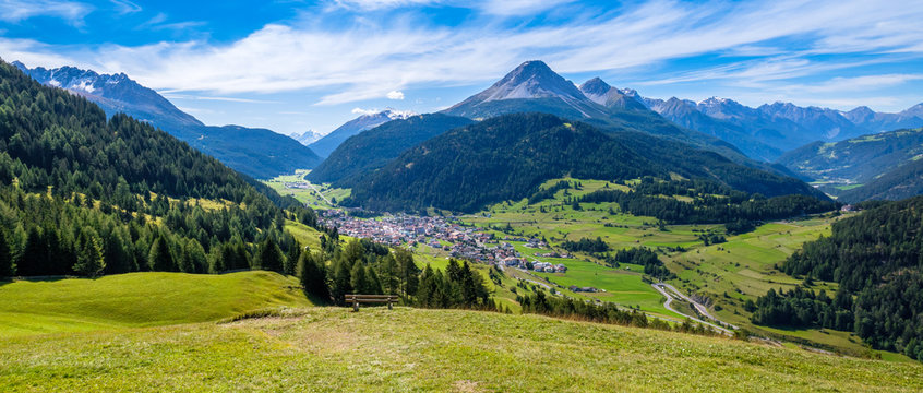Mountains surrounding the Austrian village Nauders. Both Italy (the Italian region Alto Adige is connected by the Resia Pass) and Switzerland (the canton of Graub&uuml;nden) are close