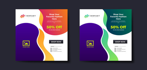 Social media post template Colorful Modern Banner design element, trendy gradient colors design for your business & shop