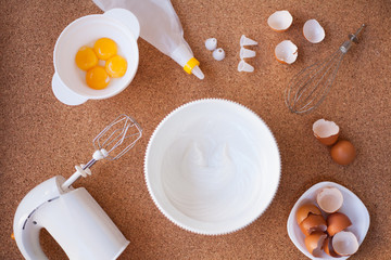 Step by step recipe of meringue cookies. Step 1. Top view.