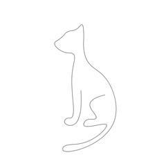 Cat silhouette line drawing, vector illustration