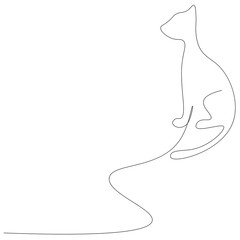 Cat one line drawing, vector illustration