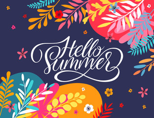 Naklejka premium Hello summer greeting card