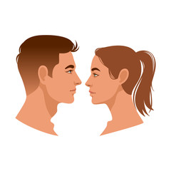 Woman and man profiles