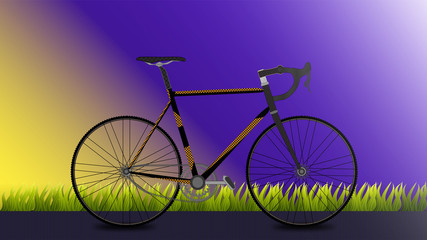 Fototapeta na wymiar hawk bicycle illustration with beautiful view