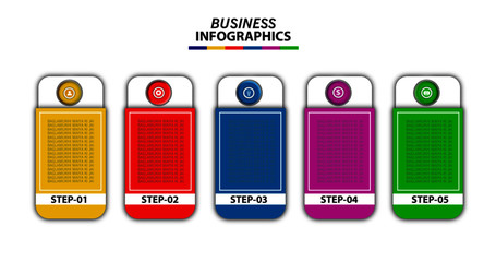 business  infographic template designs with 5 steps option