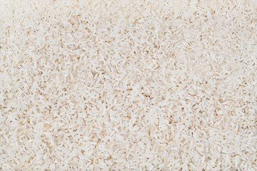 Food background from white uncooked rice. Zero waste and Sustainable Wellness. Close-up