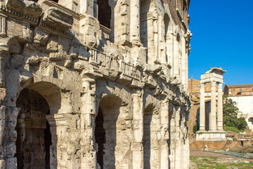 Theatre of Marcellus (in italian Teatro di Marcello e Tempio di Apollo Sosiano) and Temple of Apollo Sosianus Rome Italy