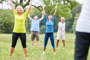 Group of seniors in a gym class