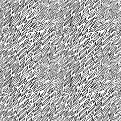 Abstract line stroke seamless pattern. Vector illustration of flutter flying leaves. Doodle wavy floral background. EPS 8