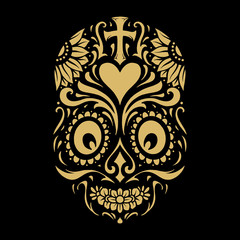 Logo Dia de Muertos Tattoo Skull Gold Ornate