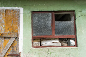 old broken window