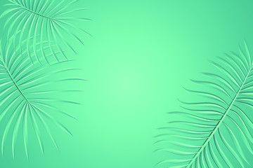 background with tropical palm leaves green