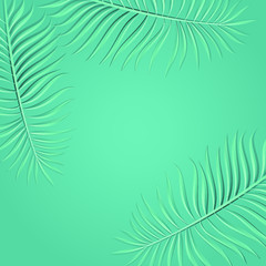 background with tropical palm leaves green