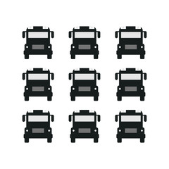 Set of black and white cars, buses, logos, transportation, transportation vector illustration
