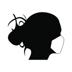 silhouette of a girl in mask vector