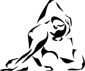 Vector illustration of a young woman in a yoga pose. Linear silhouette of a woman