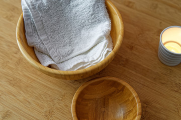 Wooden bowl for massage, spa