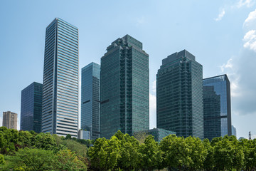 Central park lawn and financial center office building, Chongqing, China