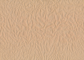 Close up of brown crumpled paper texture background