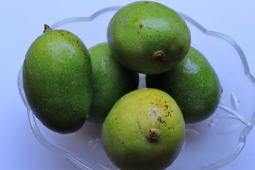 Fresh Green Mango fruit isolated on white background