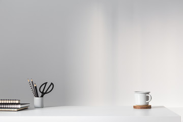 Home office desk. Creative workspace. Mock up.	