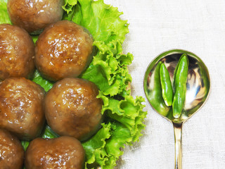 sago ball Thai dessert and traditional food bun snack 