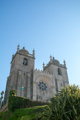 Fototapeta na wymiar Porto Cathedral facade view, Roman Catholic church, Portugal.
